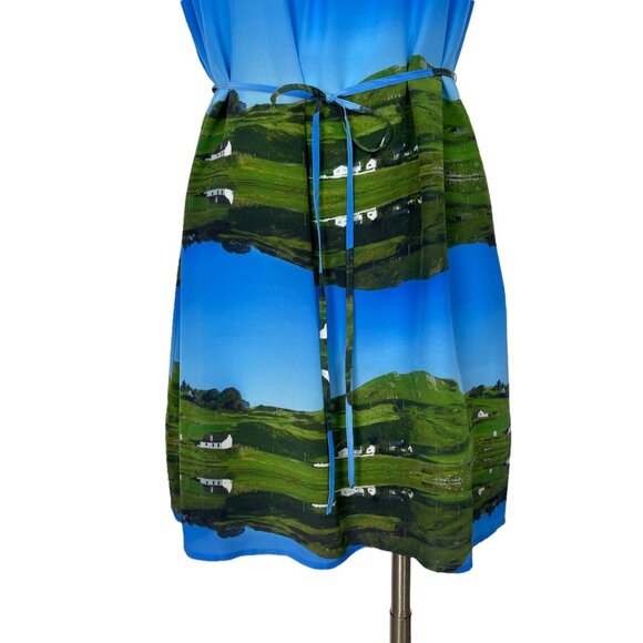 Anthropologie Meadow Rue Cuillin Silk Dress 8P Petite Sleeveless Mini Tie Belt - Picture 7 of 12